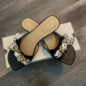 Scarf Chain Low Heel Slides